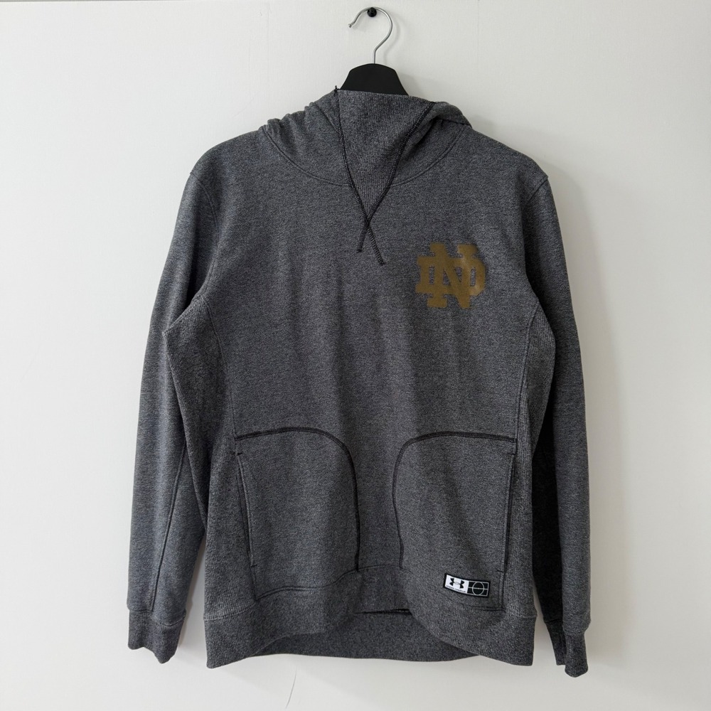 Under Armour Notre Dame Fighting Irish ColdGear Hoodie Womens M Gray Goldgear